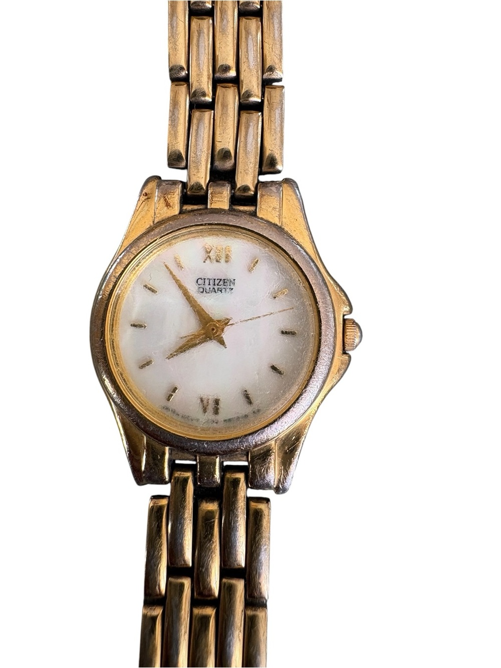 Citizen Gold Tone Water Resistant Quartz Women's Watch Bracelet Mother of Pearl